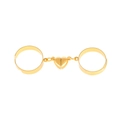 Adjustable gold magnetic heart couple rings with chain connection and open band - Gold Heart Style