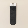 Japanese style dark grey ruffle socks with vertical ribbed texture and cotton blend - One Size / Dark Gray