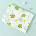 Double-layer cotton muslin swaddle blanket featuring a fresh green avocado print pattern - Avocado