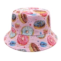 Rosa Anglerhut mit Donut- und Macaron-Druck und abgesteppter Krempe für perfekten Sonnenschutz - M (56-58cm) / Rosa Donut