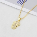18k gold plated girl pendant necklace with white zircon pavé and box chain - Gold Girl