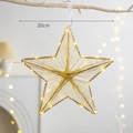 Stella di Natale a LED dorata da 20cm in filo metallico per decorazione dell'albero - 20cm Stile Lineare / Oro