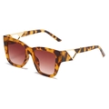Gafas de sol oversize de carey con patillas geométricas doradas de diseño calado - Montura de Leopardo / Lentes Té