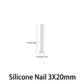 White silicone nail plug for resin molds, size 3x20mm with flexible pointed tip - 3x20mm / White