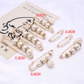 Golden waist pins with pearls and rhinestones in sizes 3.8cm, 5.8cm, and 7.5cm - Multi-Style Pearl Arrangement