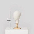 Professional linen mannequin head with wooden base for hat and wig display, 40cm height - Beige (With Short Column Base-Height 40CM)
