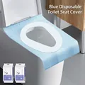 Blue disposable toilet seat cover with embossed diamond pattern for travel hygiene - Padded Toilet Seat Covers Blue (7PCS)