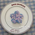 Light blue flower-shaped sequin Christmas ornament with pink shimmering accents - Flower-01 (1pc)