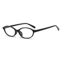 Oval black frame sunglasses with blue light blocking lenses and trendy retro style - Shiny Black Anti-blue Light