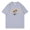 Women's loose grey T-shirt with Los Angeles California surf graphic and palm trees - Gray
