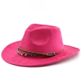 Bohemian rose red faux suede fedora hat with ethnic beads and stone detail - M (56-58cm) / Rose Red