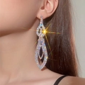 Orecchini lunghi a nappina con cristalli AB scintillanti per uno stile di lusso elegante - Orecchini Lunghi con Nappine Iridescenti AB (KE035WAB Argento AB)