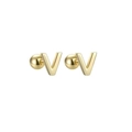 Minimalist V-shaped stud earrings in polished gold finish for women - Letter V (T55662) / Gold