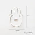 Hamsa-Hand Schmuckschale in Cremeweiß mit Goldrand und Auge-Motiv, Keramik-Tablett - Böser Blick Wimpern (Weiß) Platte