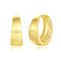 Minimalist matte gold S925 sterling silver trapezoid hoop earrings with brushed texture - Gold