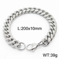 Silver stainless steel Cuban link bracelet, 10mm width with lobster clasp for men and women - Style C 10mm x 200mm