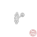 Minimalist S925 sterling silver ball cluster stud earring with a clear zircon stone - Style 5 / White Gold