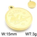 Golden stainless steel Virgo zodiac charm pendant with 15mm diameter and double-sided engraving - Virgo / Gold