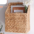 Natural woven cotton rope hanging basket for wall storage in a minimalist wooden finish - Wall Hanging Basket Large 28*15*33CM