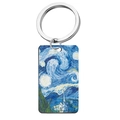Vintage stainless steel keychain featuring Van Gogh Starry Night oil painting pendant - The Starry Night (YH-9) / 5x2.8