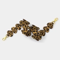 Leopard print heart-shaped shoulder strap with golden metal carabiner hooks - Silver Clasp / Yellow Leopard