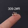 Star and moon stud earring in rose gold with multicolored zircons and screw back - Colorful Zirconia Star Moon Style (309-2#R) / Rose Gold