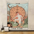 Close-up detail of high-density polyester Tarot The Star tapestry with soft macaron colors - 73X95CM / XVII Color Star-Brushed