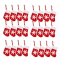 Set mit 24 roten Weihnachtsstrümpfen aus Filz mit weißem Schneeflockenmuster für Deko - 24 Stück