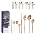 Detail of 24-piece rose gold stainless steel cutlery set with elegant gift packaging box - Portugal Style (24Pcs Set/Mail Box) / Rose Gold