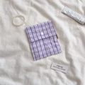 Purple checkered fabric pouch with white snap button and zakka label for sanitary pads - Bubble Purple Grid