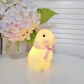 Cute bunny night light with warm yellow glow and decorative pink plaid ribbon - Cinnamoroll Rabbit - Pink
