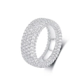 Luxurious wide Cuban eternity ring with multi-row pavé-set zircons in silver finish - US 8 / Silver Multi-row Pave (ARS102427W)