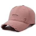Distressed dusty rose baseball cap with Narasa embroidery and vintage ripped details - Adjustable / Pink
