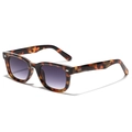 Retro square tortoiseshell sunglasses with purple gradient lenses on white background - Tortoiseshell Grey Lens