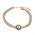 Goldenes Armband mit bösem Auge, farbigen Zirkoniasteinen und verstellbarer Gliederkette - CB00222CX-Mandelauge Blau Weiß Zirkon