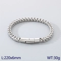 Pulsera de cadena cubana de acero inoxidable plateado para hombre, talla 220x6mm y 30g - 220x6mm / Color Acero