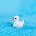 Miniature white resin duck figurine for decor, size 1.6cm height by 1.8cm length - White