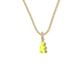 Fashionable gold beaded necklace featuring a vibrant lime green gummy bear pendant for women - Yellow