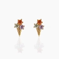 Cute ice cream stud earrings with colorful cubic zirconia and gold-tone finish - Ice Cream Cone