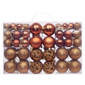 Brown Christmas ball ornaments set with matte, glossy and hollow designs in box - 100pcs Pack / Coffee