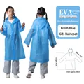 Impermeabile riutilizzabile per bambini in EVA celeste con cappuccio a coulisse e bottoni - Blu (Bambino Bocca Larga 90g)