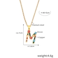 Golden letter M pendant necklace with colorful zircon micro-inlay on titanium steel chain - Letter M