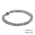 Polished silver stainless steel Cuban link bracelet, 200x7mm with lobster clasp - Silver 7mm Style (KB126669-Z)