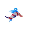 Hanging glass floating dolphin ornament with white body and red spiral stripes - Style 9-Milk White Red Spiral Stripe Dolphin
