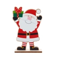 Wooden Santa Claus tabletop ornament with gift box and base for Christmas decor - Santa Claus