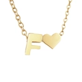 Collana dorata con ciondolo a lettera F e cuore in finitura lucida a specchio - Lettera F - Oro