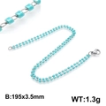 Bracelet bohème fait main avec pierres turquoise et maillons en acier titane argenté - Style De Perles Carrées Bleu Turquoise (KB130357-Z)