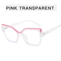Pink transparent oversized square cat-eye glasses frame with stylish polygonal design - Pink Brow Transparent