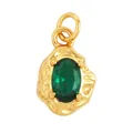 Gold lava-textured pendant with oval emerald zircon for DIY jewelry making - L229092-Green Gold