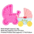 Roze siliconen vorm voor fondant kinderwagen met blauwe taartdecoratie als voorbeeld - 2#--Kinderwagen / Roze